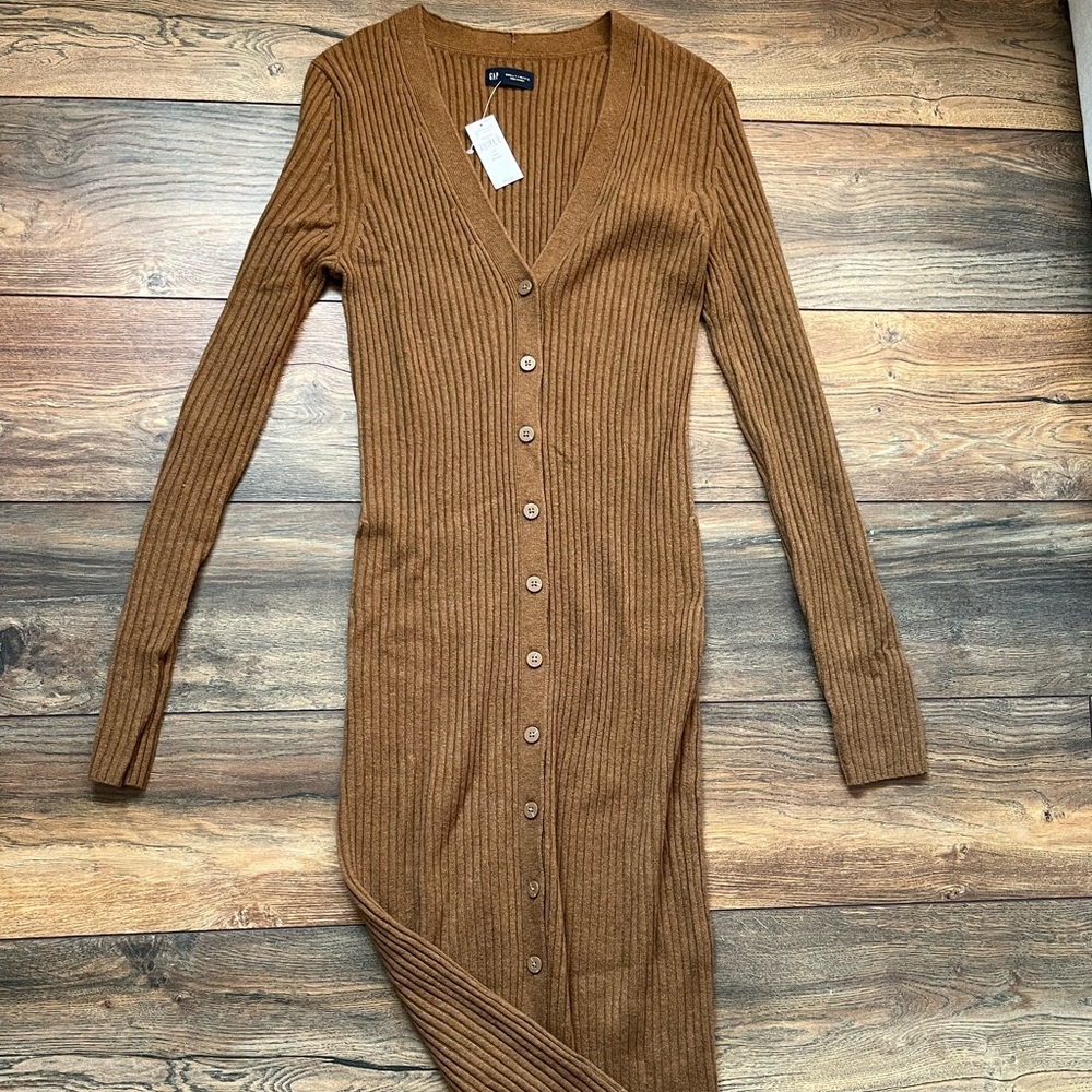 Gap long brown buttoned dress